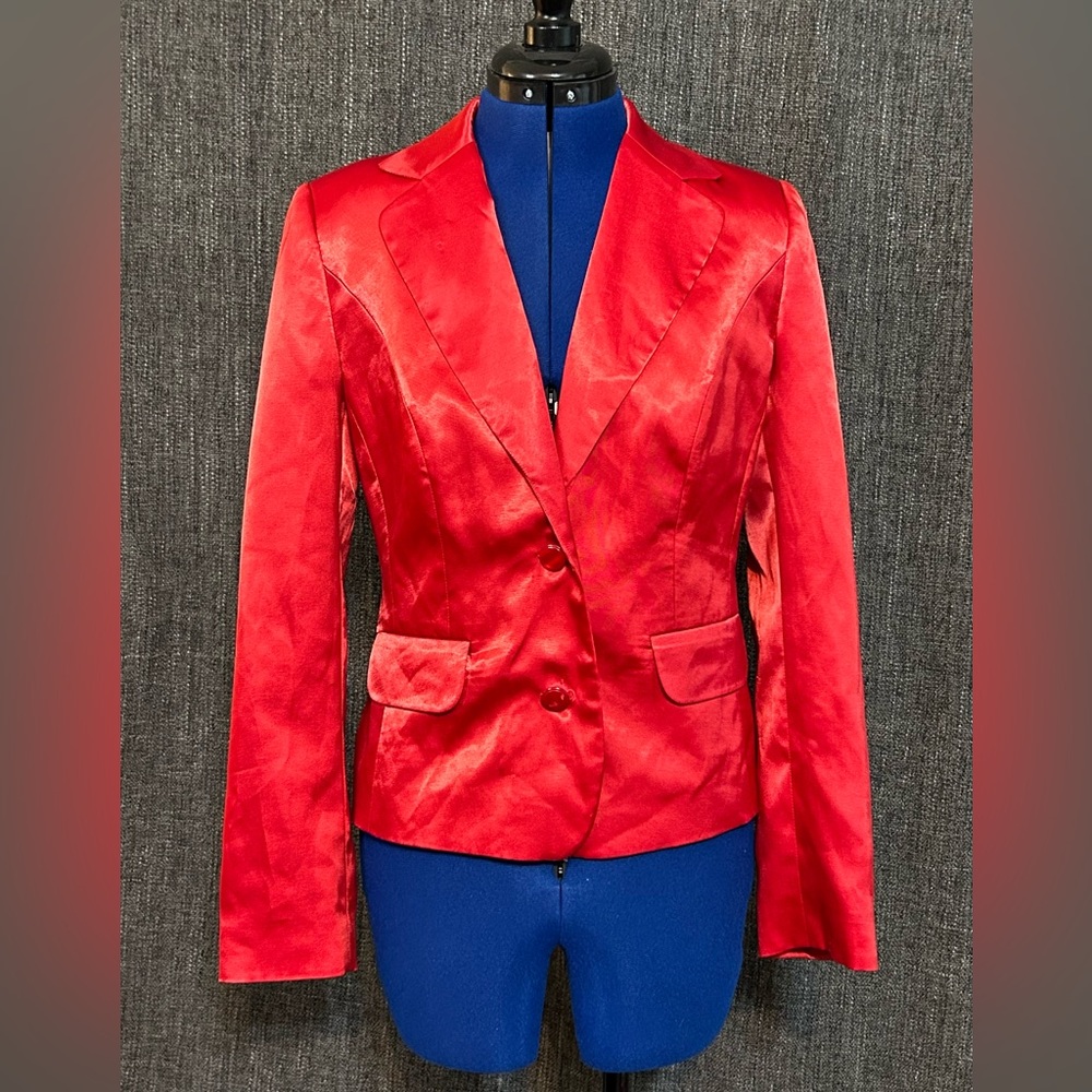 Red Satin Blazer, Size 36